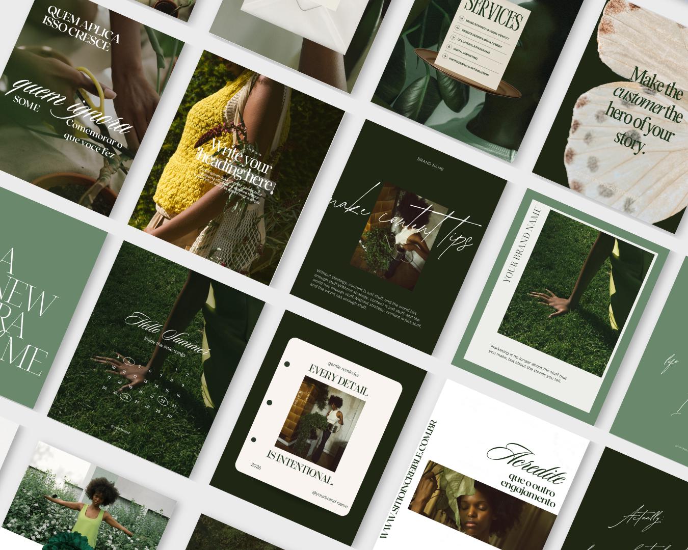 Green Aesthetic Canva Templates for Any Niche | Modern Feed