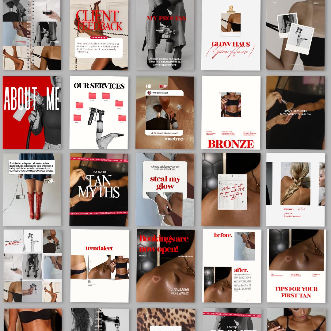 Luxury Spray Tan Instagram Templates, Spray Tanning Templates, Spray Tan Social Media, Spray Tan Branding, Spray Tanning Social Media