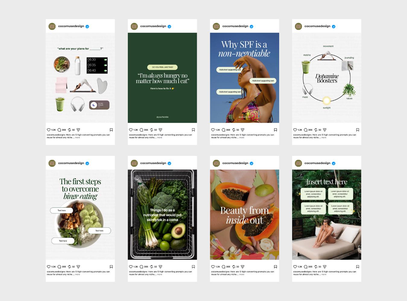 Health Wellness Instagram Canva Templates for Content Creators Influencers Viral Health Holistic Social Media Content Canva Post UGC