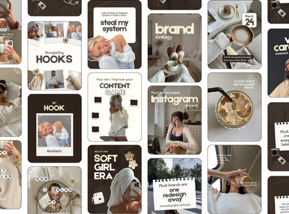 Editable Instagram Templates Canva | Brown Templates Content Pack | 58 Social Media Post Templates