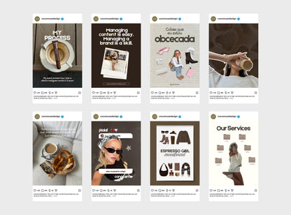 Editable Instagram Templates Canva | Brown Templates Content Pack | 58 Social Media Post Templates