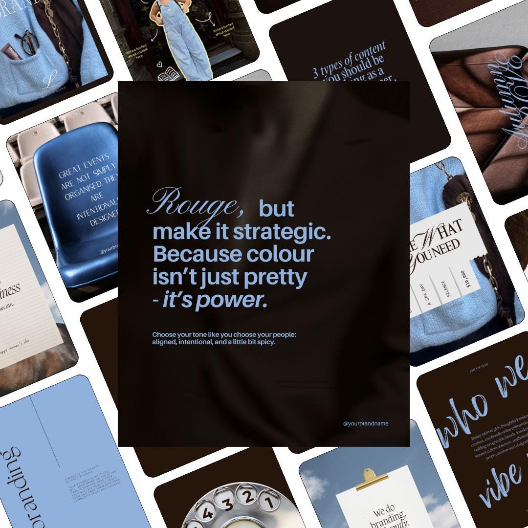 Pinterest Inspired Social Media Templates |  Blue Dark Brown | Editable Social Media for Business Owners Aesthetic