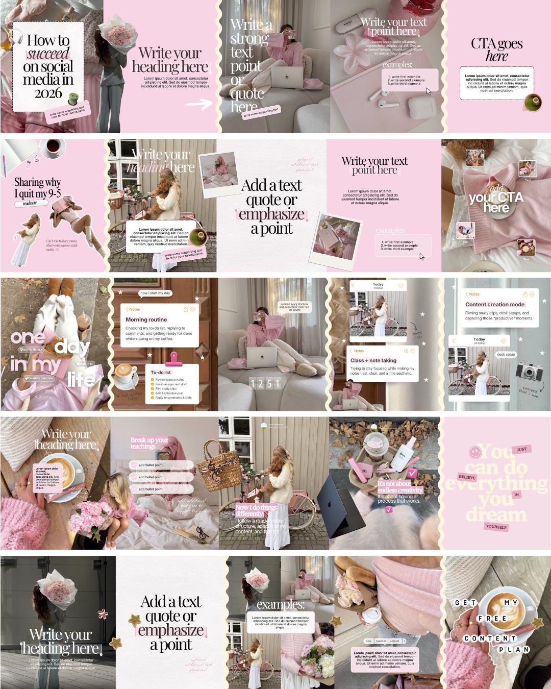 Pink Feminine Instagram Carousel | Aesthetic Instagram Carousel | Carousel Instagram Posts | Girly Carousels Posts | Instagram Canva Posts