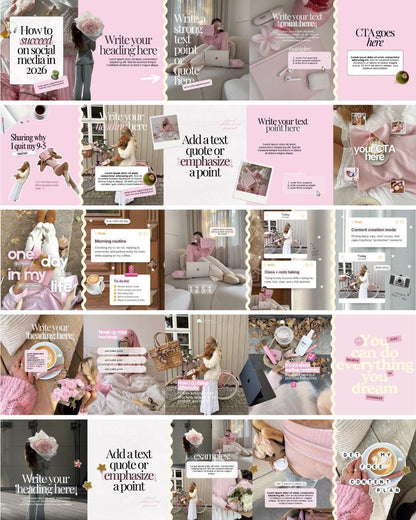 Pink Feminine Instagram Carousel | Aesthetic Instagram Carousel | Carousel Instagram Posts | Girly Carousels Posts | Instagram Canva Posts