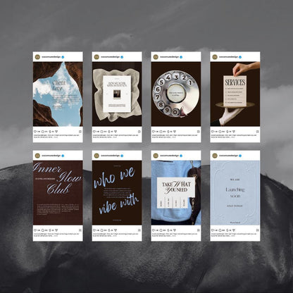 Pinterest Inspired Social Media Templates |  Blue Dark Brown | Editable Social Media for Business Owners Aesthetic