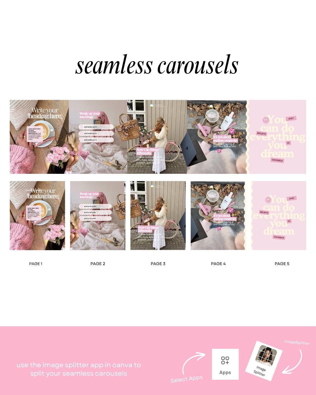 Pink Feminine Instagram Carousel | Aesthetic Instagram Carousel | Carousel Instagram Posts | Girly Carousels Posts | Instagram Canva Posts