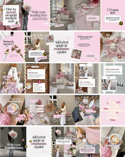 Pink Feminine Instagram Carousel | Aesthetic Instagram Carousel | Carousel Instagram Posts | Girly Carousels Posts | Instagram Canva Posts