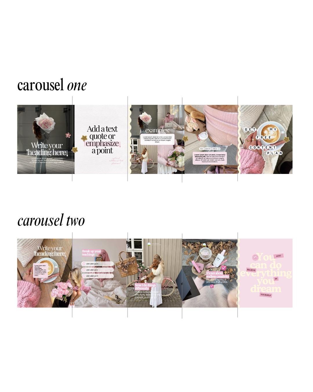 Pink Feminine Instagram Carousel | Aesthetic Instagram Carousel | Carousel Instagram Posts | Girly Carousels Posts | Instagram Canva Posts