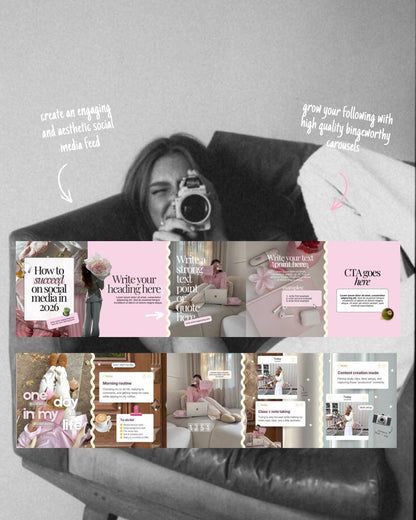 Pink Feminine Instagram Carousel | Aesthetic Instagram Carousel | Carousel Instagram Posts | Girly Carousels Posts | Instagram Canva Posts
