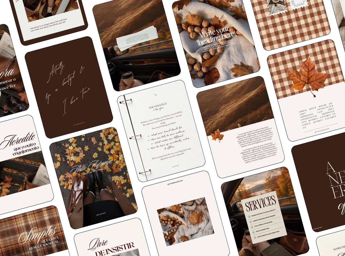 Fall Instagram Templates | Autumn Canva Templates | Cozy Brown Social Media Posts