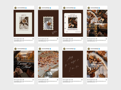 Fall Instagram Templates | Autumn Canva Templates | Cozy Brown Social Media Posts