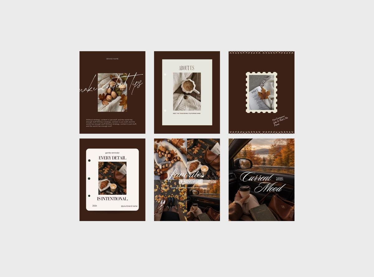 Fall Content Creator Templates | Autumn Canva Social Media Templates | Cozy Personal Branding Posts