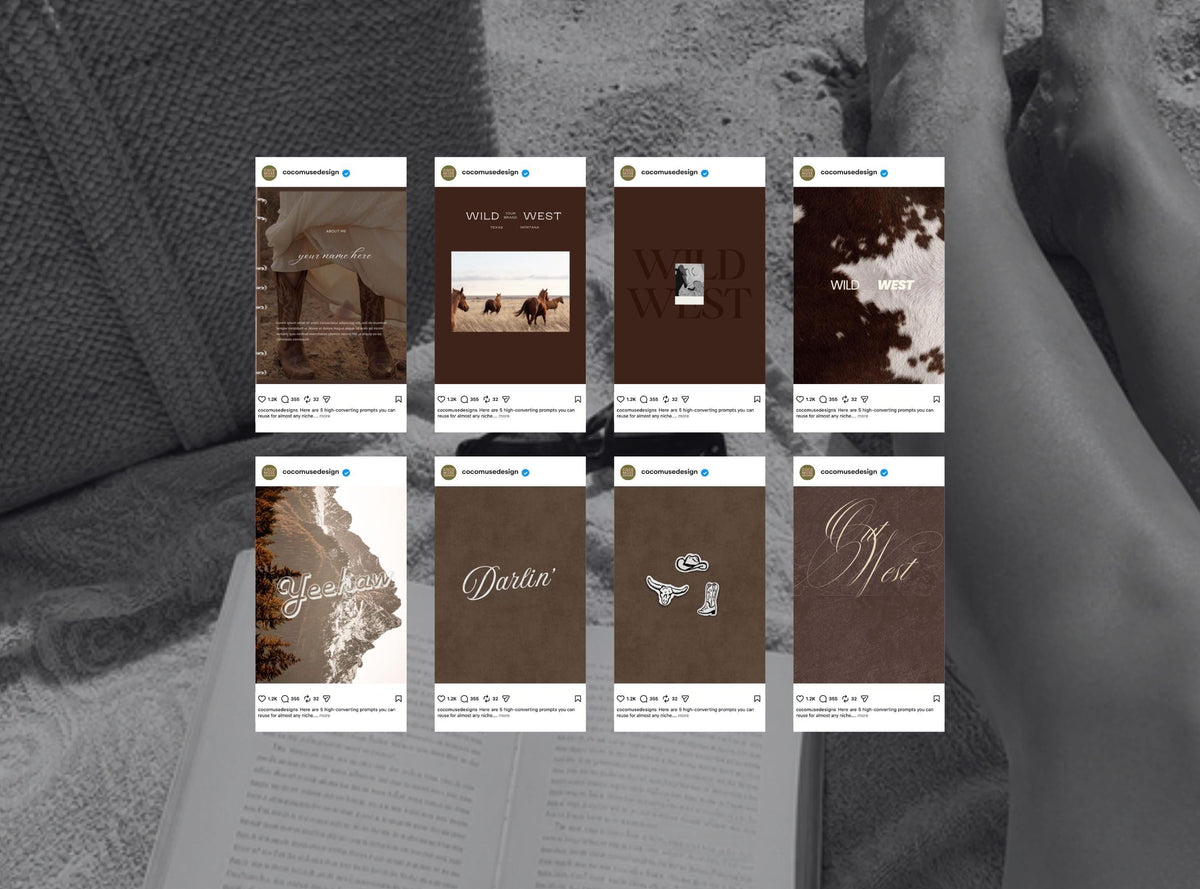Wild West Instagram Templates | Western Editorial Canva Templates | Cowboy Social Media Posts | Rustic Ranch