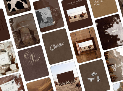 Wild West Instagram Templates | Western Editorial Canva Templates | Cowboy Social Media Posts | Rustic Ranch