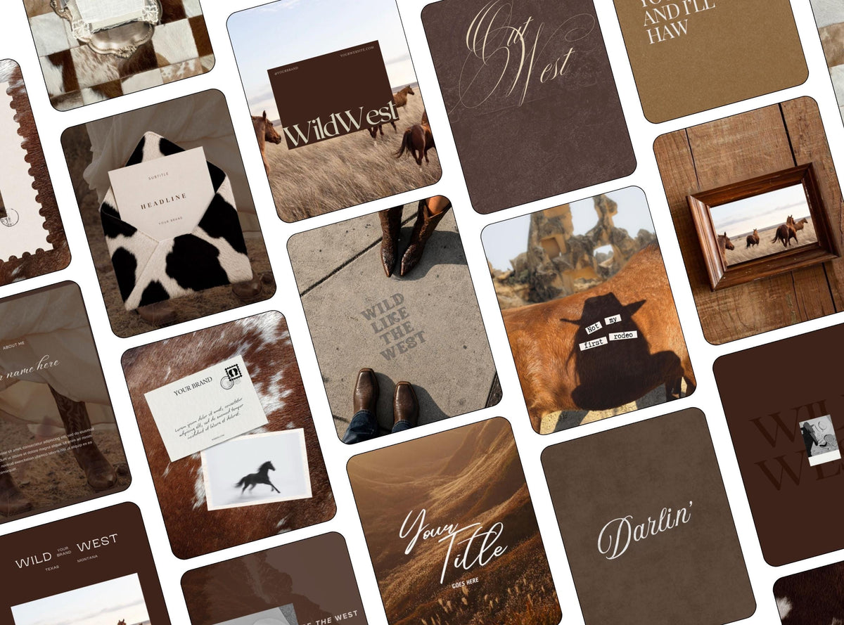 Western Instagram Templates | Cowboy Canva Templates | Wild West Social Media Posts | Brown Aesthetic