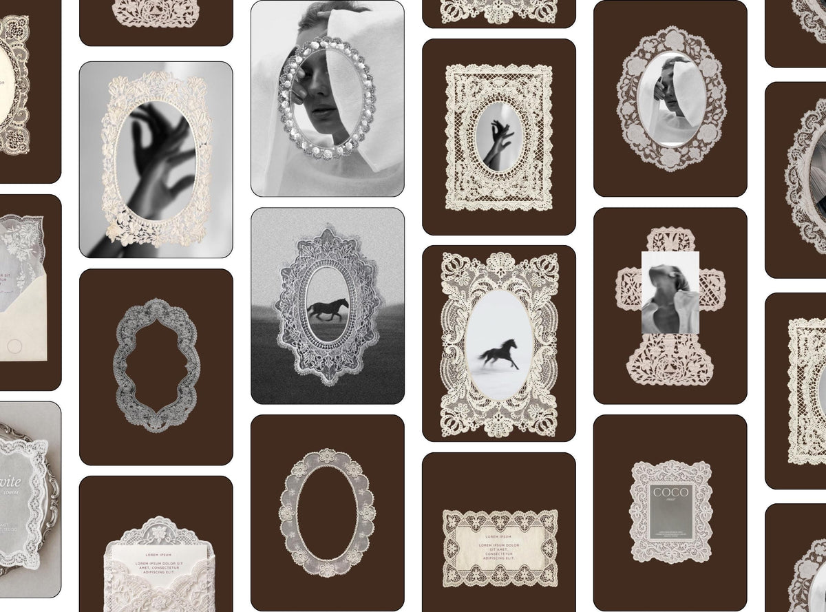 Ornate Lace Instagram Templates | Vintage Editorial Canva Posts | Romantic Wedding Templates | Lace Frame Designs
