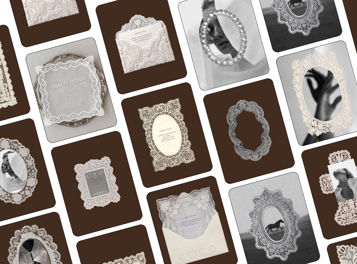 Ornate Lace Instagram Templates | Vintage Editorial Canva Posts | Romantic Wedding Templates | Lace Frame Designs
