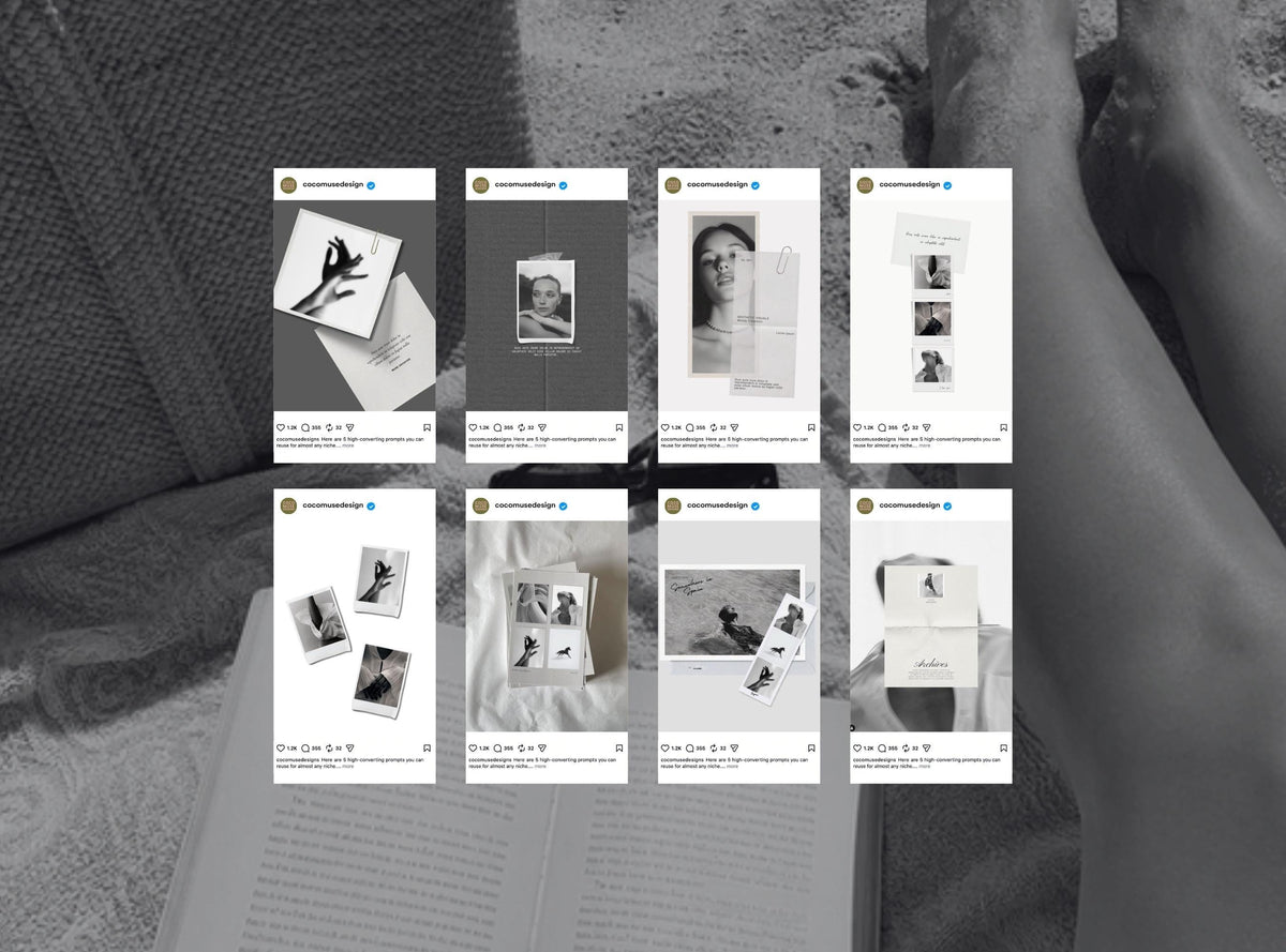 Fashion Instagram Templates | Black and White Social Media Templates | Editorial Photo Collage