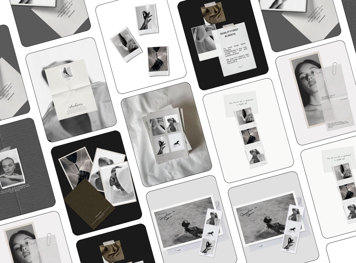 Fashion Instagram Templates | Black and White Social Media Templates | Editorial Photo Collage
