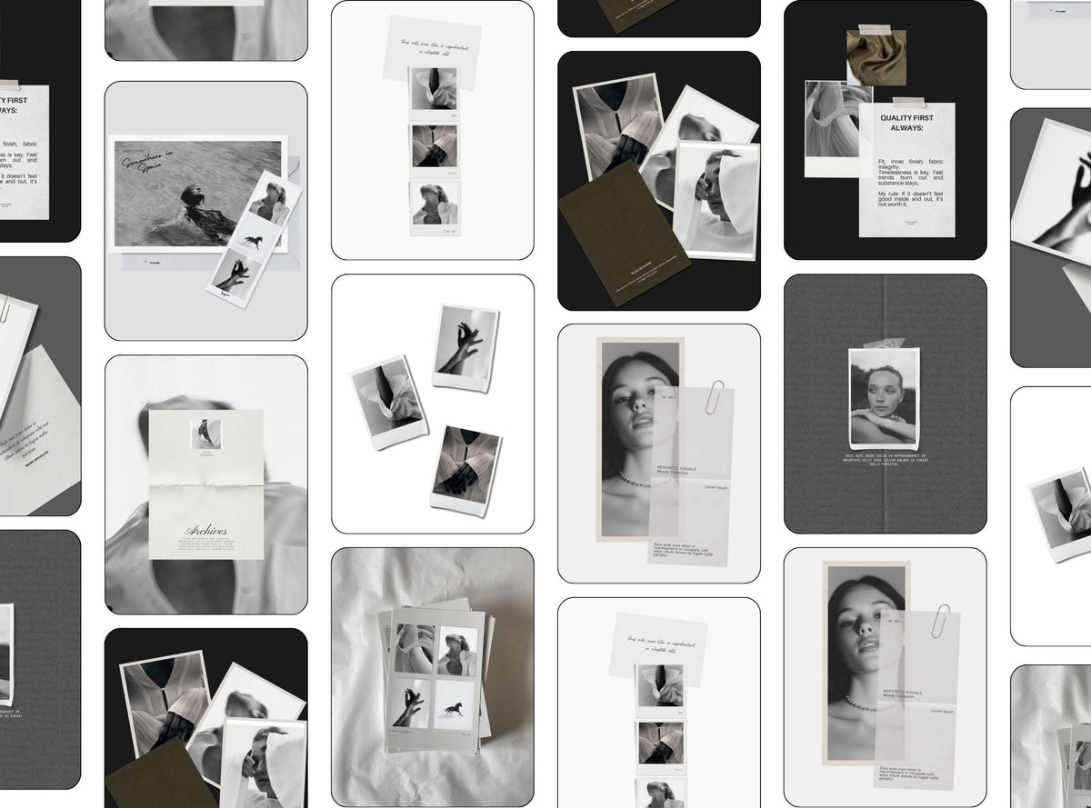 Fashion Instagram Templates | Black and White Social Media Templates | Editorial Photo Collage