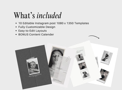 Fashion Instagram Templates | Black and White Social Media Templates | Editorial Photo Collage
