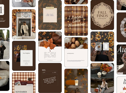 Autumn Instagram Templates | Cozy Girl Canva Templates | Fall Lifestyle Posts | Brown Neutral Social Media Templates