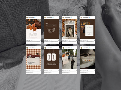 Autumn Instagram Templates | Cozy Girl Canva Templates | Fall Lifestyle Posts | Brown Neutral Social Media Templates