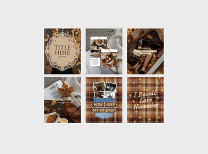 Instagram Templates Fall Aesthetic, 23 Editable Canva Instagram Post Template Bundle, Cozy Autumn Content for Small Business