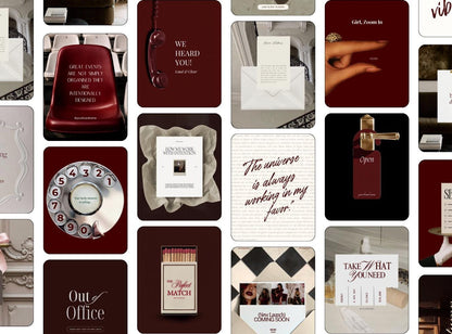 Pinterest Inspired Social Media Templates |  Maroon Burgundy Dark Red | Editable Social Media for Business Owners Aesthetic