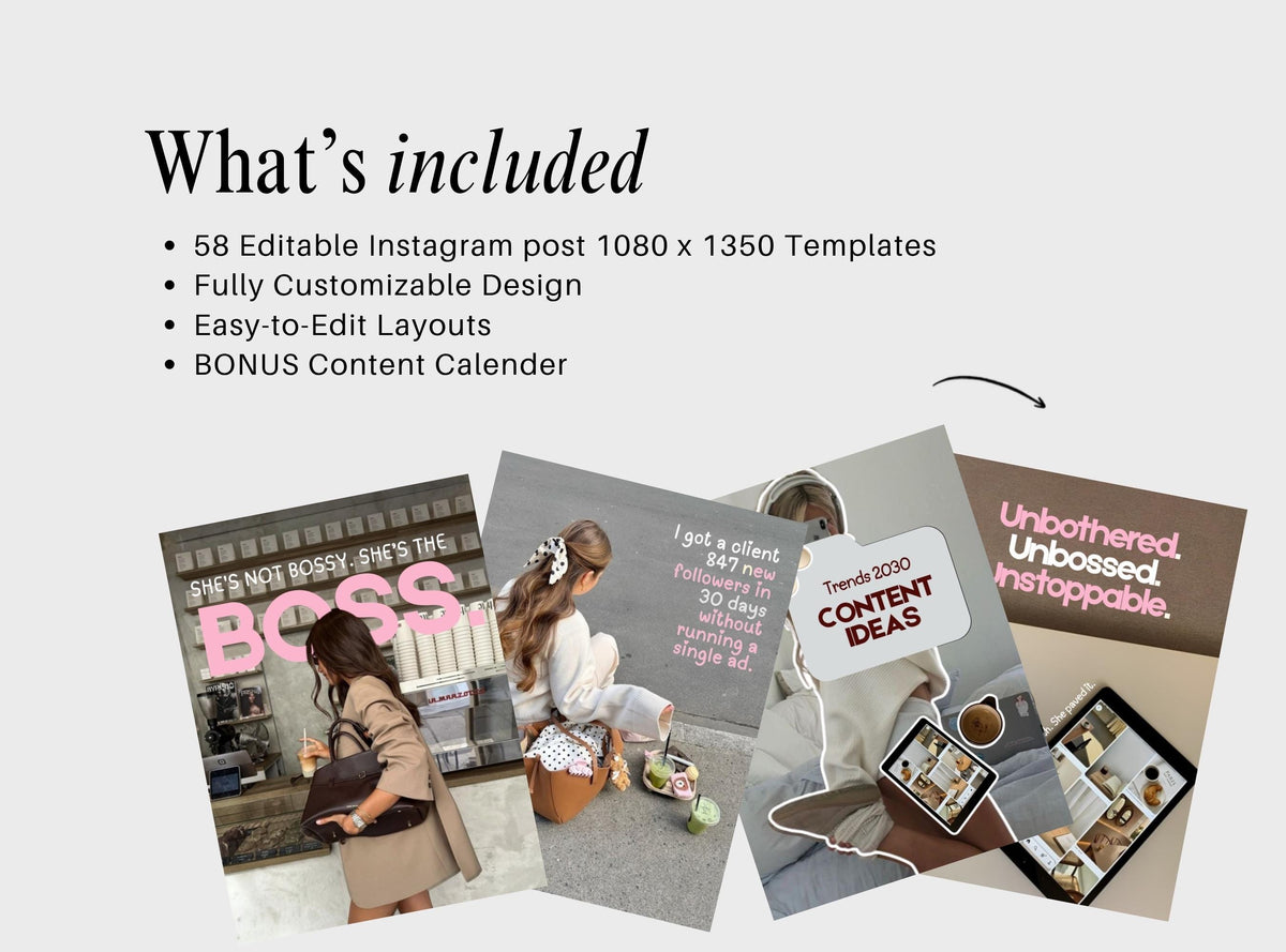 That Girl Instagram Templates | Canva Lifestyle Templates | Content Creator Posts | Feminine Social Media Templates | Photo Dump