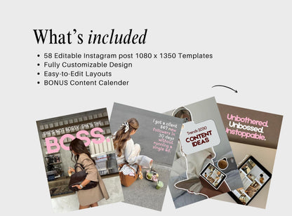 That Girl Instagram Templates | Canva Lifestyle Templates | Content Creator Posts | Feminine Social Media Templates | Photo Dump