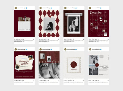 Vintage Editorial Instagram Templates | Canva Social Media Templates | Romantic Collage Posts | Dark Feminine Templates
