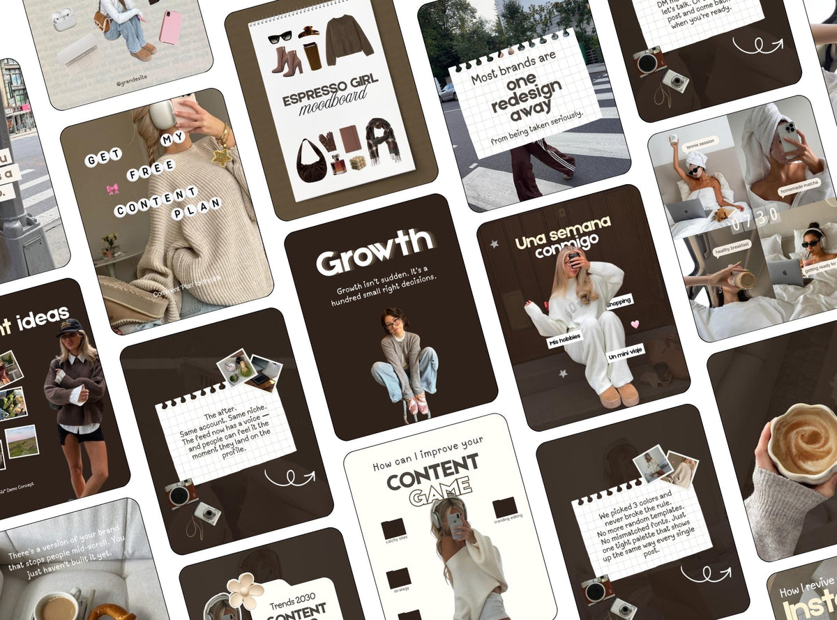 58 Canva Instagram Post Templates | Brown Templates Social Media Templates for Small Business Owners