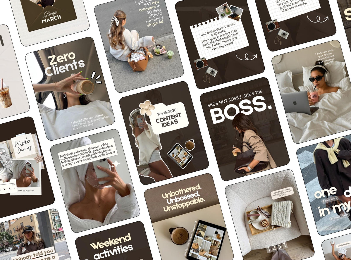 58 Canva Instagram Post Templates | Brown Templates Social Media Templates for Small Business Owners