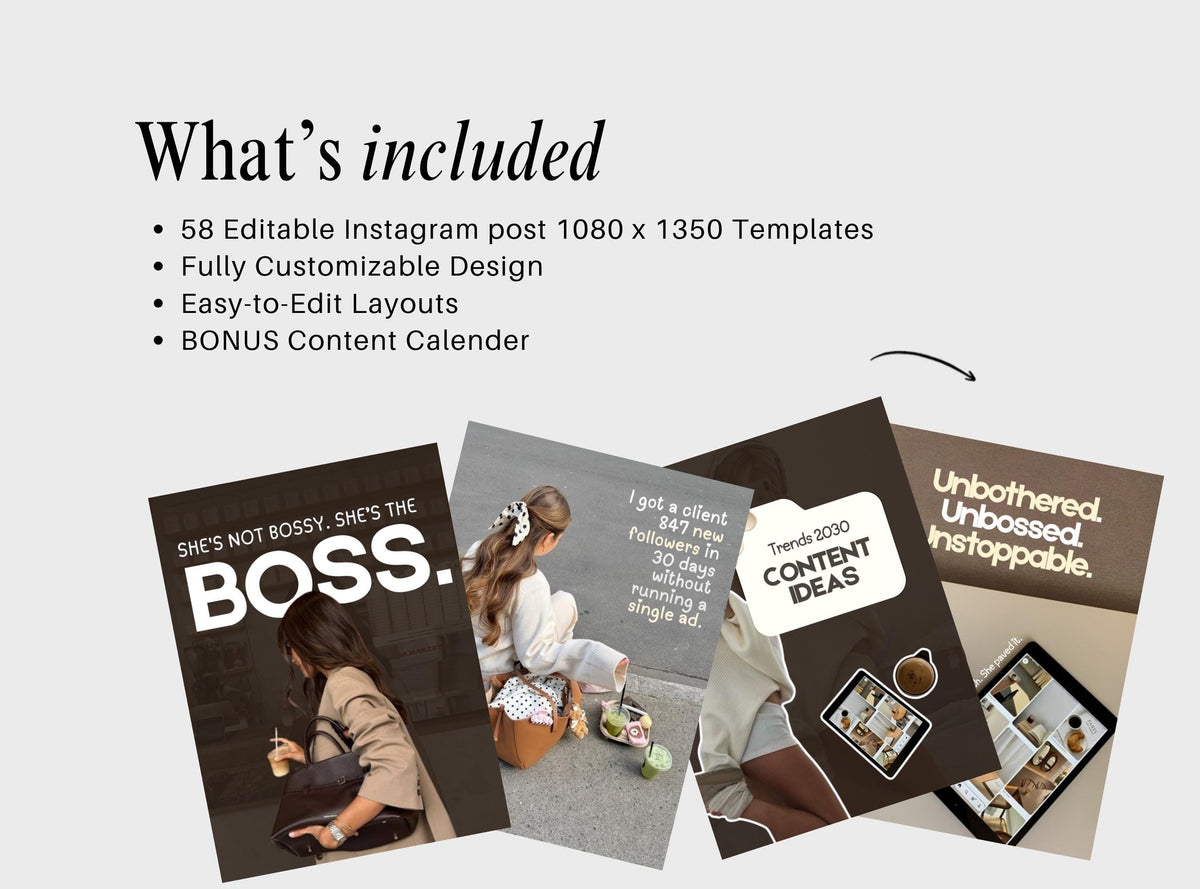 58 Canva Instagram Post Templates | Brown Templates Social Media Templates for Small Business Owners