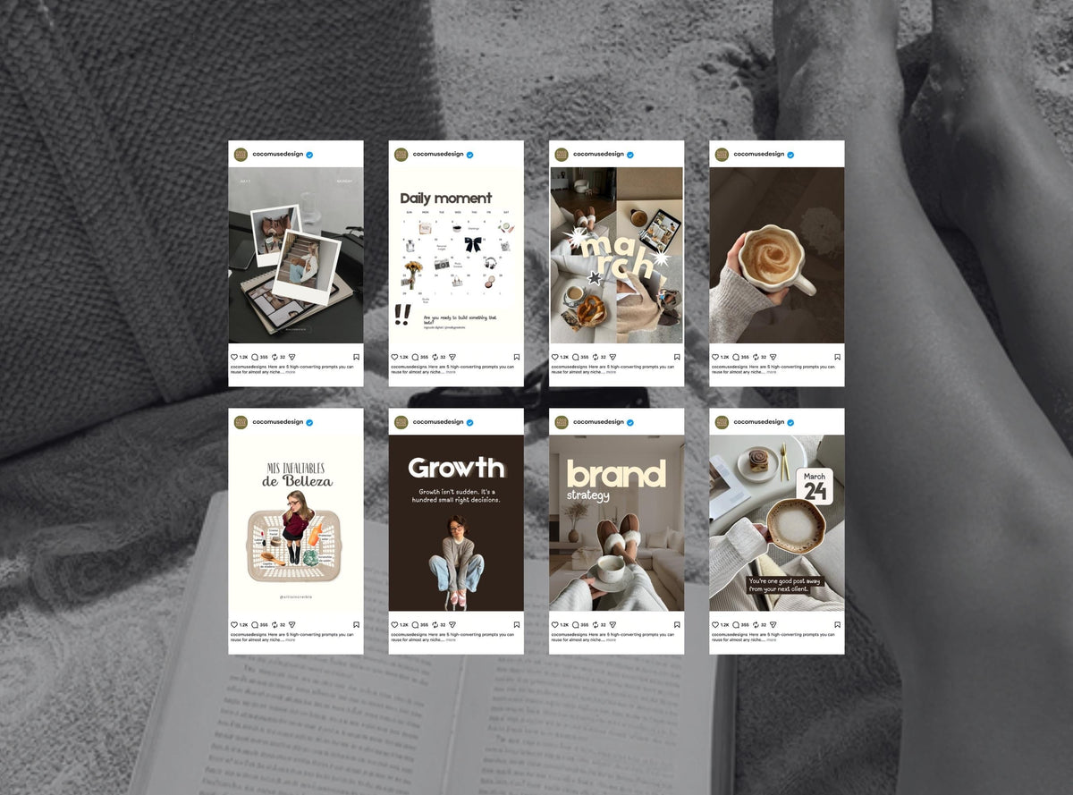 58 Canva Instagram Post Templates | Brown Templates Social Media Templates for Small Business Owners