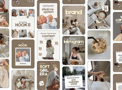 58 Canva Instagram Post Templates | Nuetral Content Creator Social Media Templates for Small Business Owners