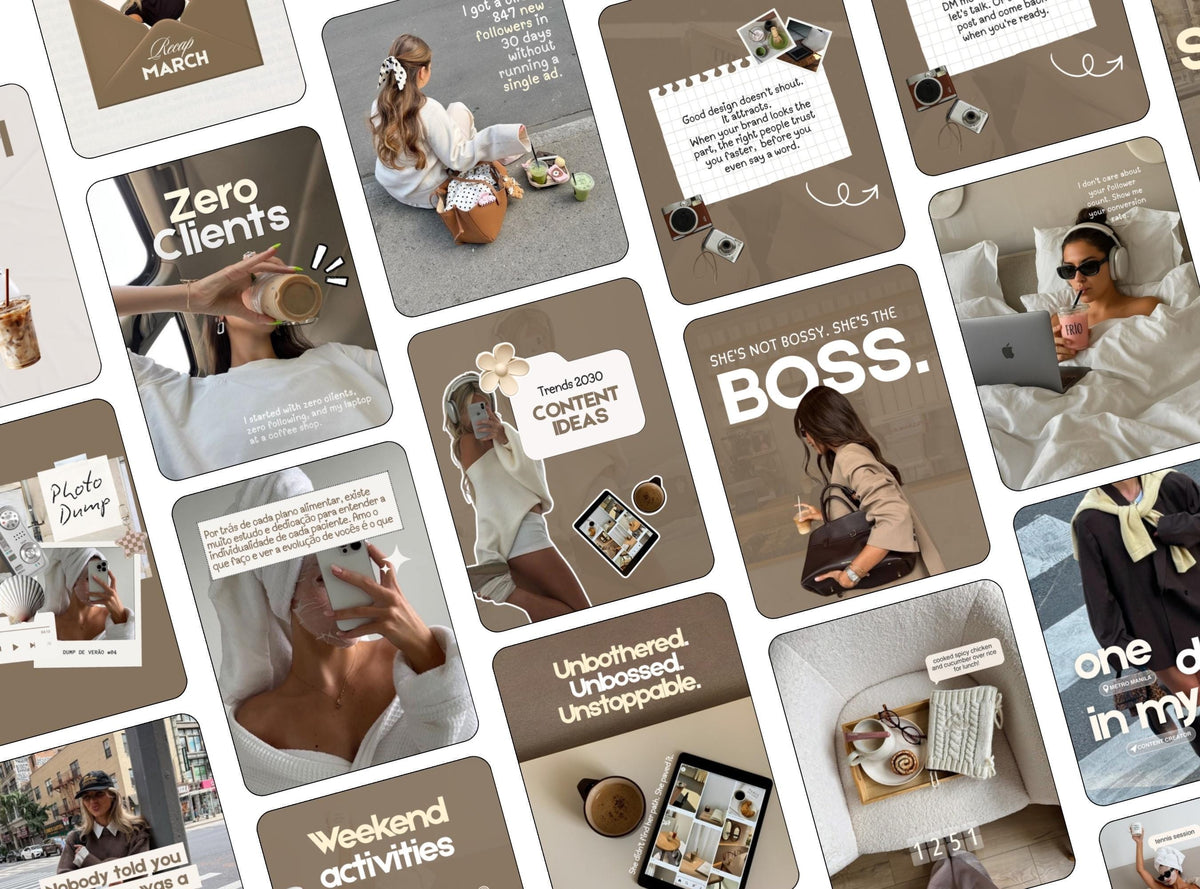 58 Canva Instagram Post Templates | Nuetral Content Creator Social Media Templates for Small Business Owners