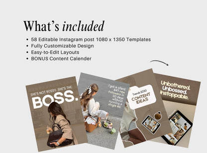 58 Canva Instagram Post Templates | Nuetral Content Creator Social Media Templates for Small Business Owners