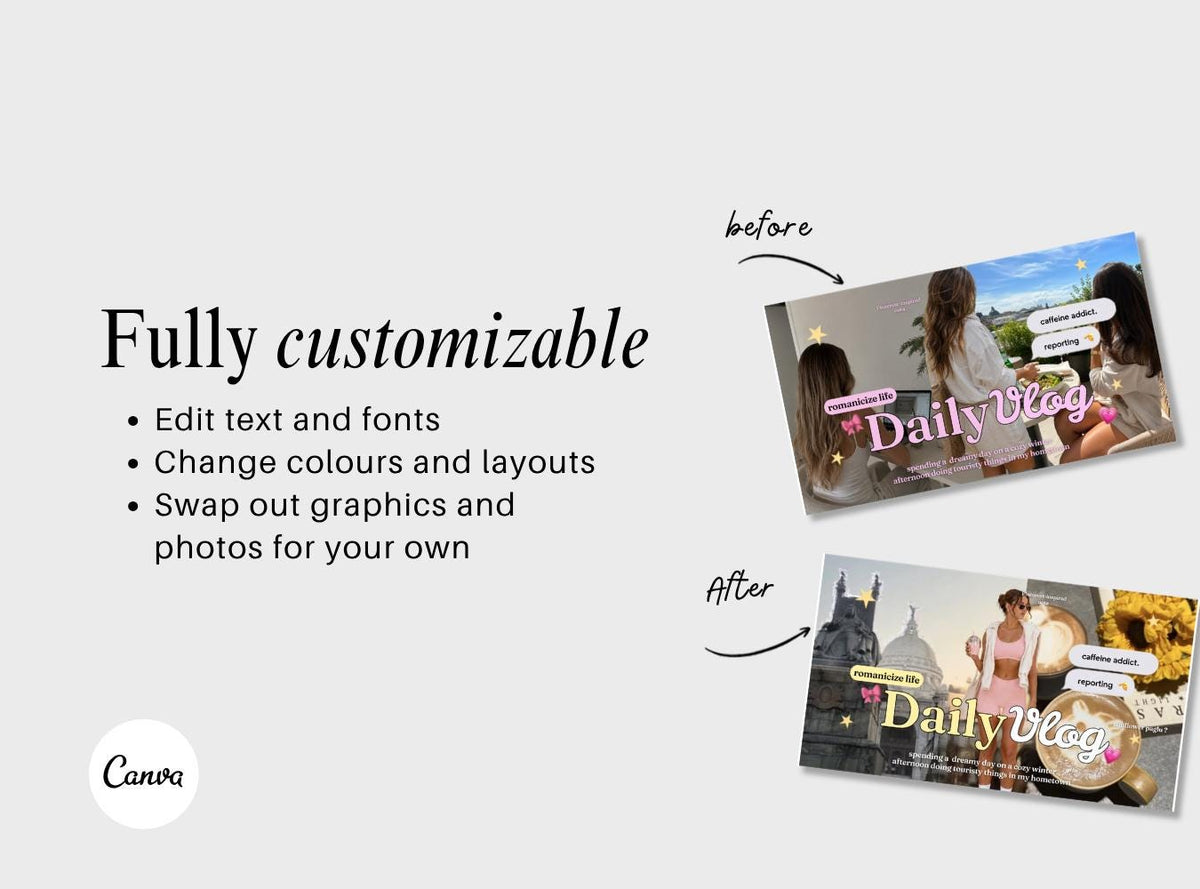 20 Youtube Thumbnails Templates | DIY Youtube Thumbnails | Youtube Branding | Aesthetic Canva Templates | Youtube Branding Kit