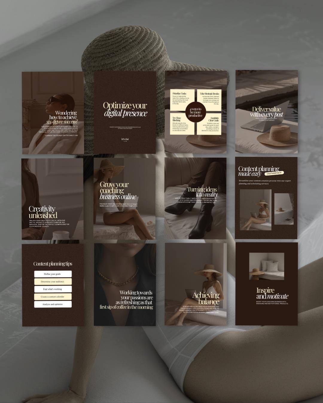 120 Brown Aesthetic SMM Coaching Instagram Templates, Social Media Manager Kit, IG Carousel Posts, SMM Viral  Reel Cover Canva Butter Yellow