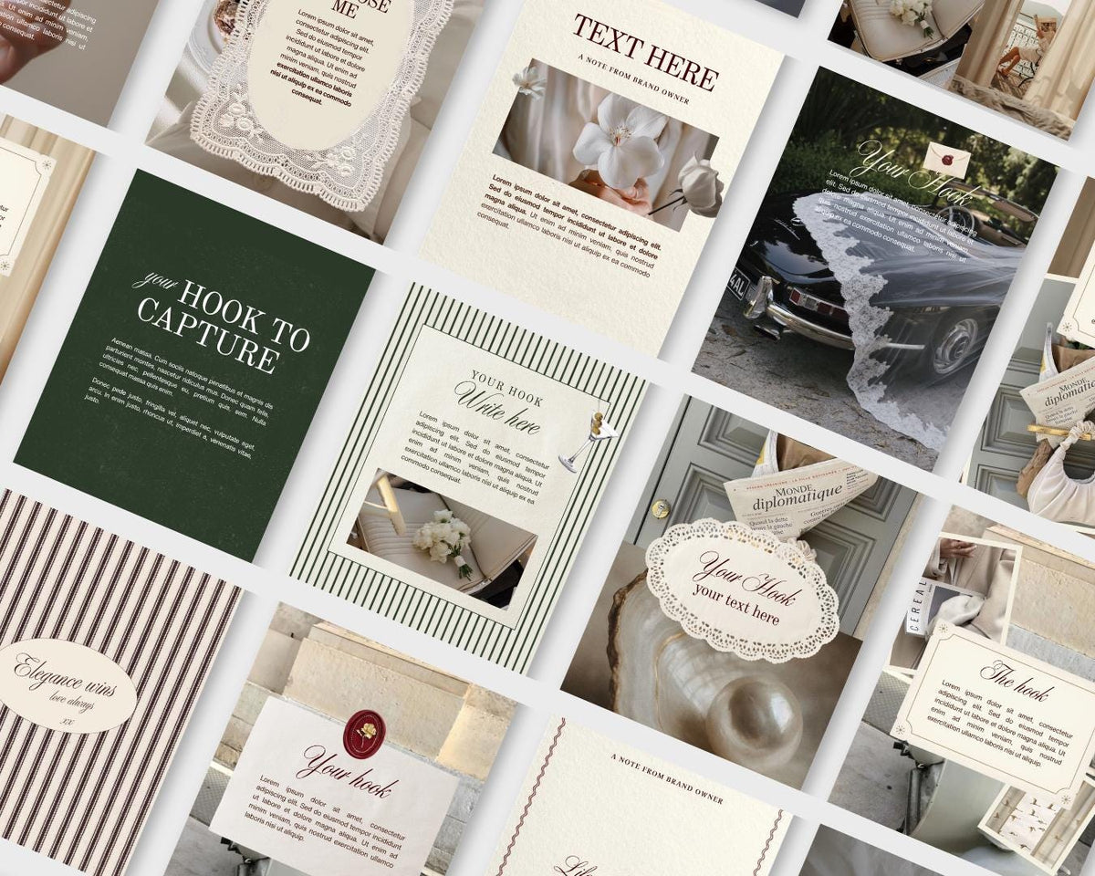 Burgendy Canva Instagram Templates | Old Money Luxury| Dark Red | Editable Social Media for Business Owners Aesthetic