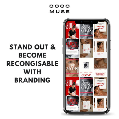 Bold Red Editorial Instagram Templates for Skin Clinics (25 Pack)
