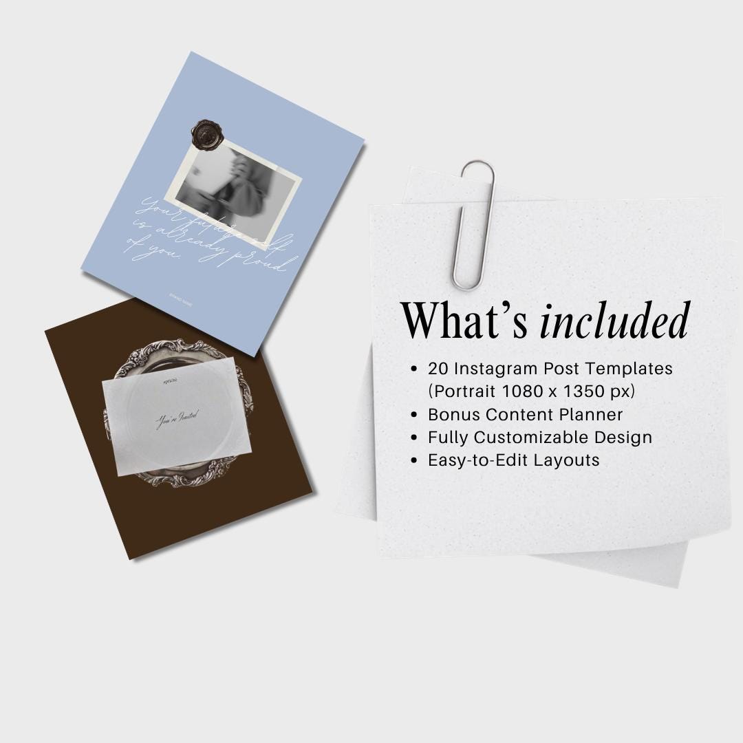 Content Creator Instagram Templates, Coquette Aesthetic Canva Post Templates, Vintage Brown Lace Scrapbook Feed Kit for Influencers, 20 Pack