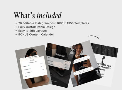 20 Canva Instagram Post Templates | Black and White SMM Social Media Templates for Small Business Owners