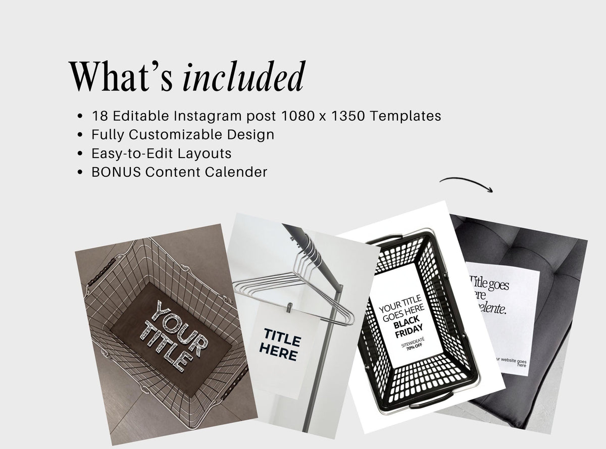 Editable Instagram Templates Canva | Ad Creatives Bundle 2 Content Pack | 18 Social Media Post Templates