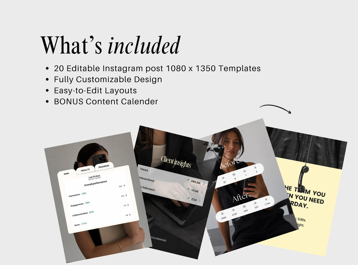 Yellow SMM Instagram Templates | 20 Editable Canva Social Media Post Templates for Small Business
