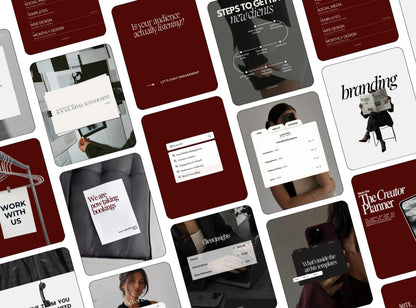 Burgundy SMM Instagram Templates | 20 Editable Canva Social Media Post Templates for Small Business