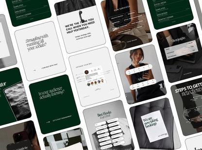 Green SMM Instagram Templates | 20 Editable Canva Social Media Post Templates for Small Business