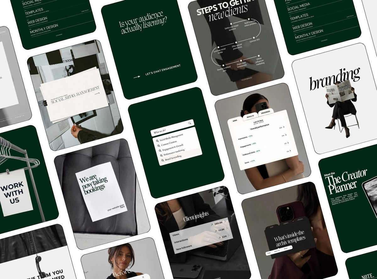 20 Canva Instagram Post Templates | Green SMM Social Media Templates for Small Business Owners